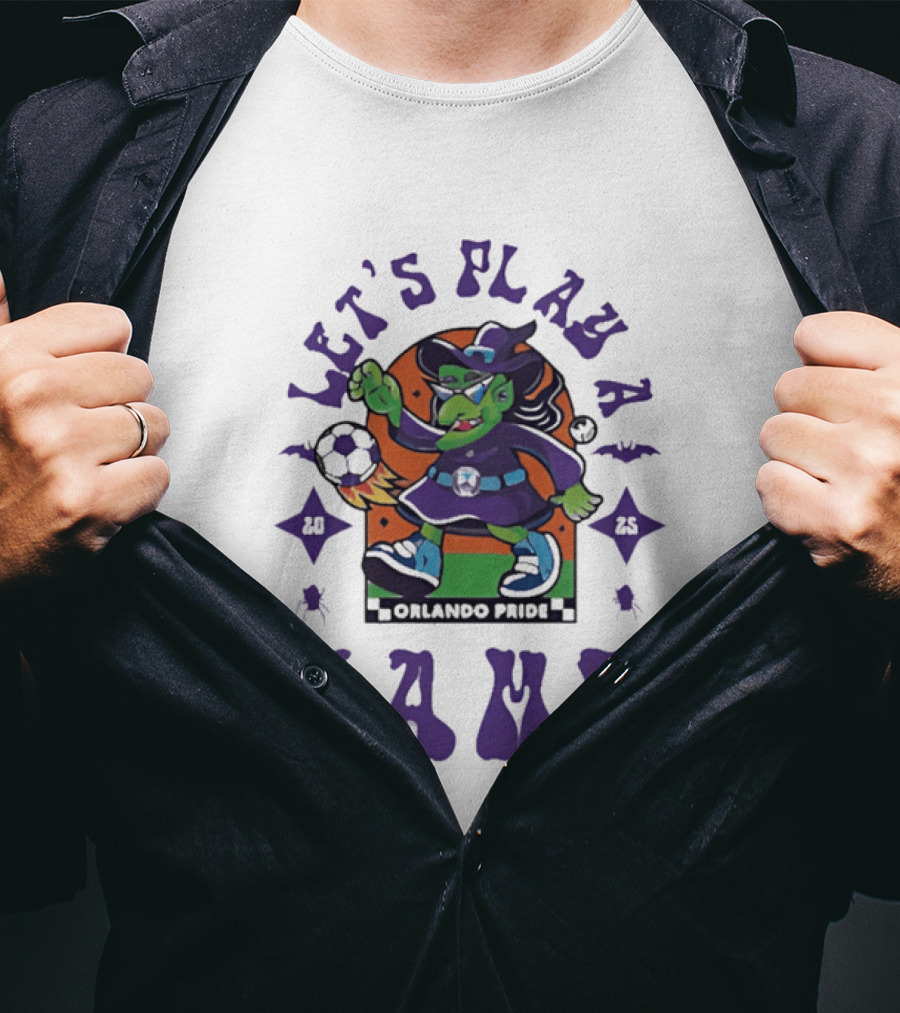 Orlando Pride Spooky Season 2025 Let's Play A Game Witch Soccer T-Shirt