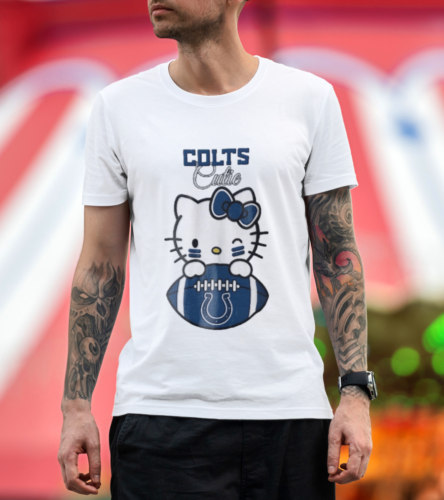 Indianapolis Colts Cutie Cartoon Cat Football Bow T-Shirt