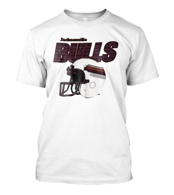 Jacksonville Bulls USFL Distressed Football Helmet T-Shirt