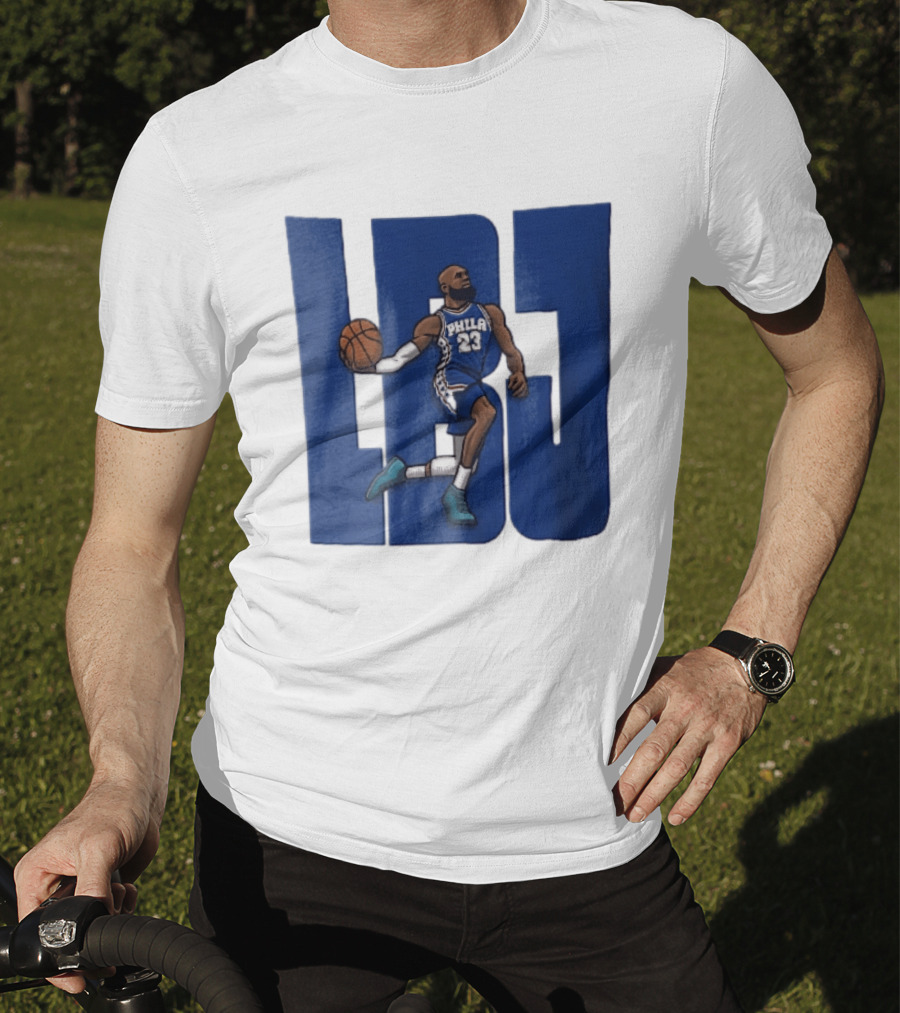 Philadelphia 76ers Phila 23 Cartoon Caricature Basketball Player Dribbling Lbj T-Shirt