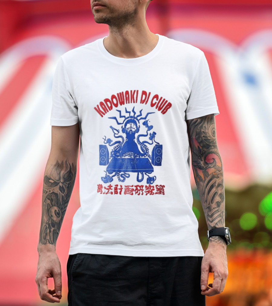 Kadowaki Dj Club Blue Octopus Turntable Brain Headphones Speakers 2024 T-Shirt