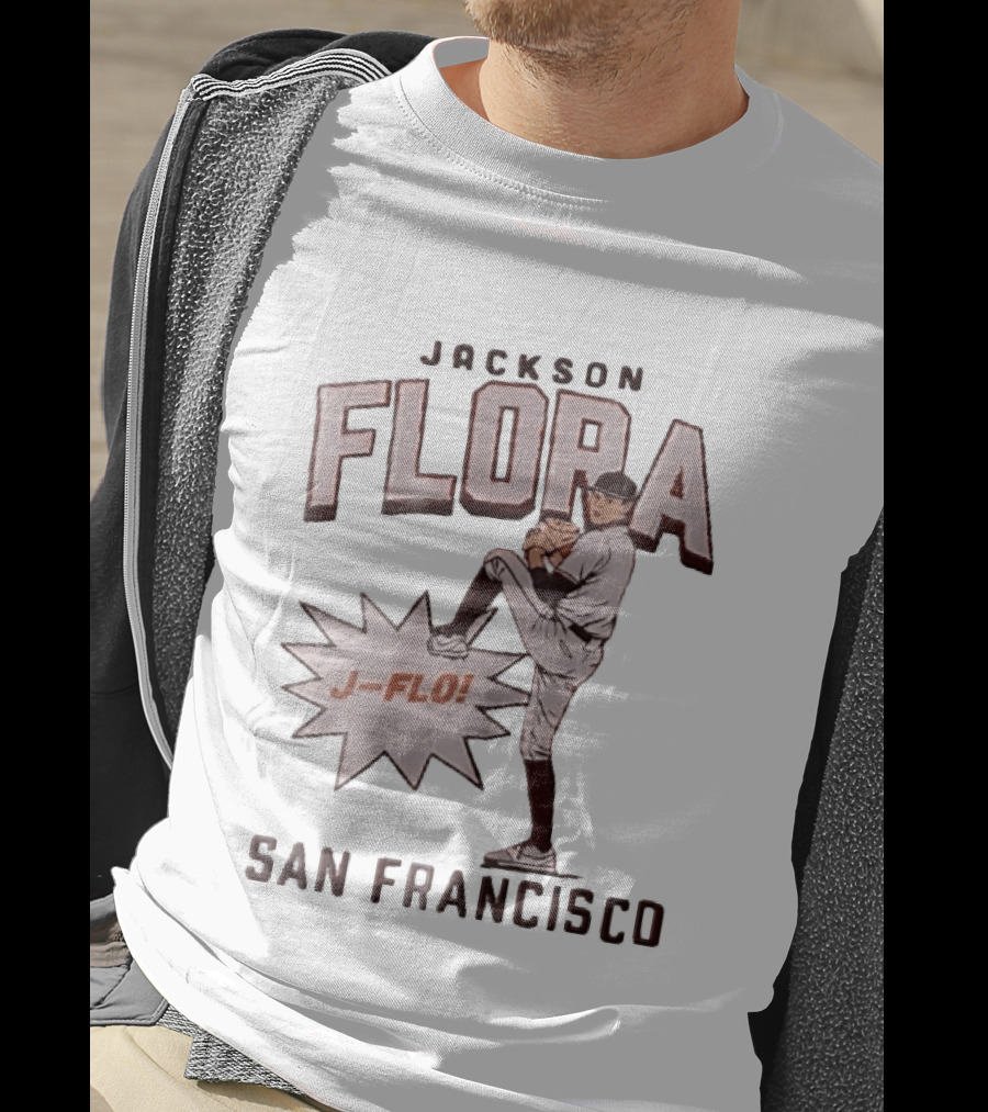 Jackson Flora J Flo Baseball Pitcher San Francisco Starburst T-Shirt
