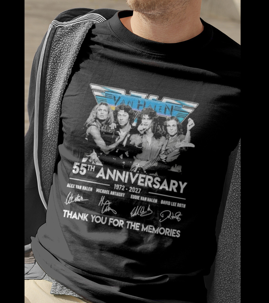 Van Halen 55th Anniversary 1972 2027 Thank You For The Memories Alex Eddie Michael David Signatures T-Shirt