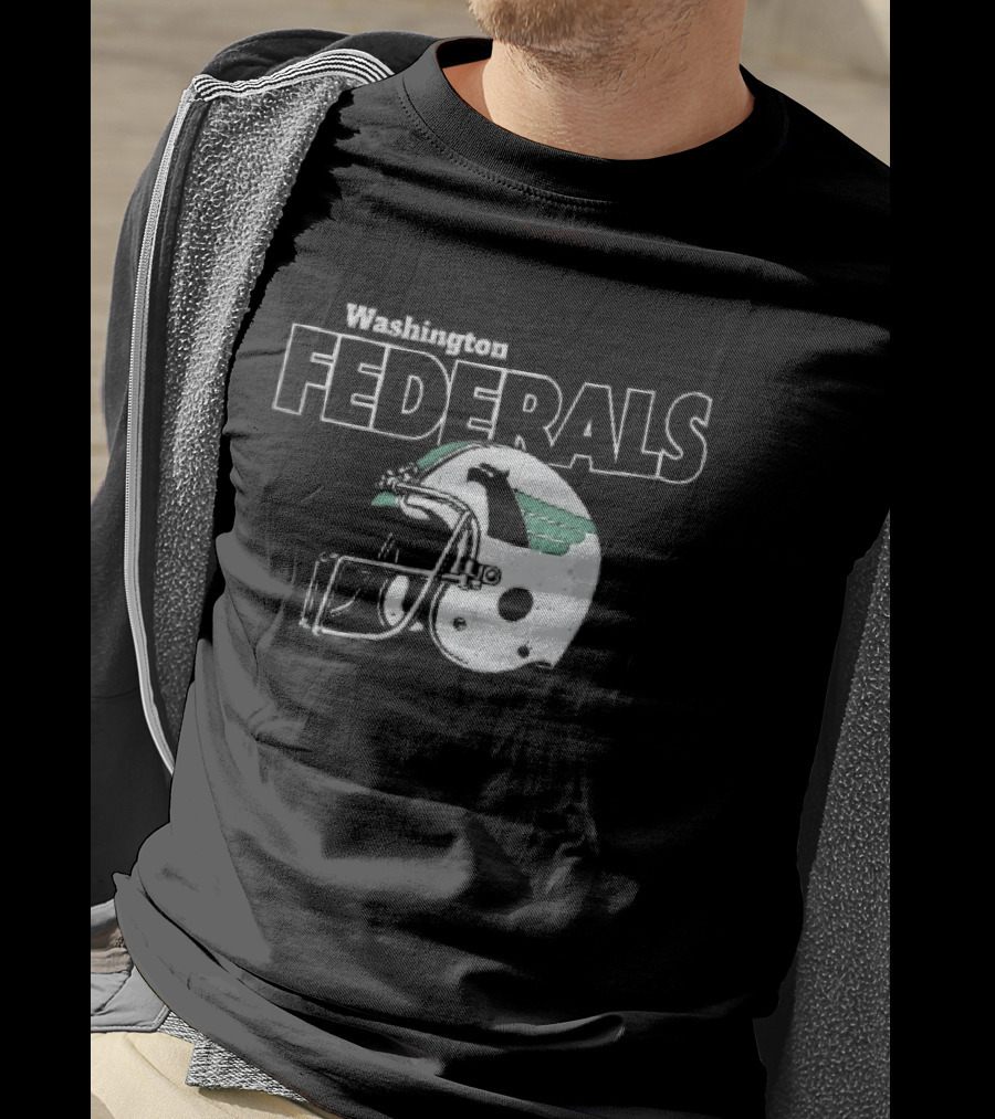 Washington Federals Distressed Football Helmet Green Eagle T-Shirt