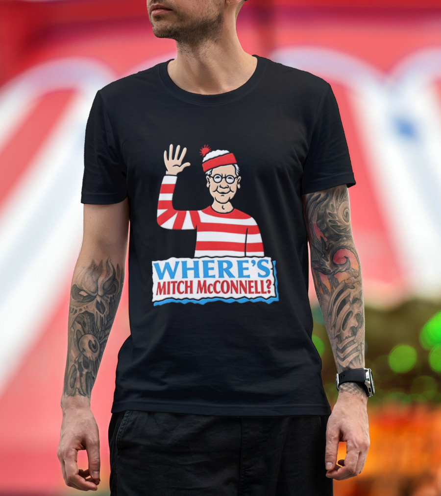 Where's Mitch McConnell Red White Stripes Waving T-Shirt