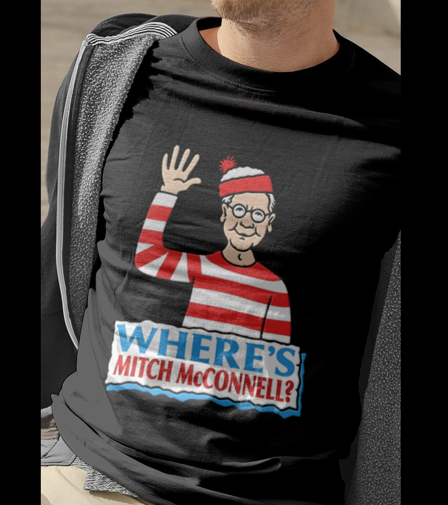 Where's Mitch McConnell Red White Stripes Waving T-Shirt