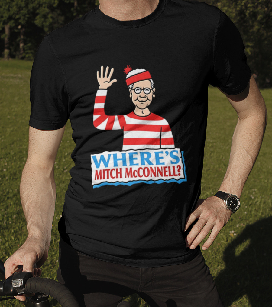 Where's Mitch McConnell Red White Stripes Waving T-Shirt