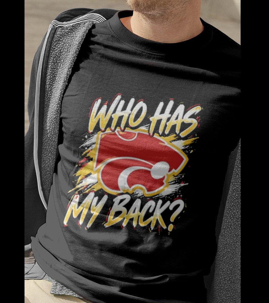 Wildcat Who Has My Back Bold Red And White Paw Print T-Shirt