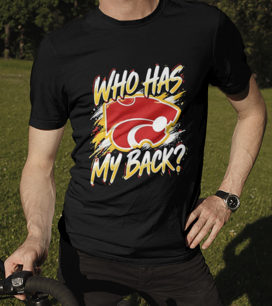 Wildcat Who Has My Back Bold Red And White Paw Print T-Shirt
