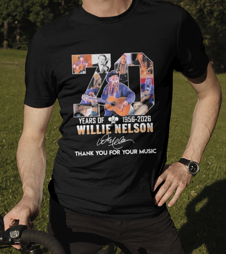 70 Years Of Willie Nelson Music 1956 2026 Thank You For Your Music T-Shirt