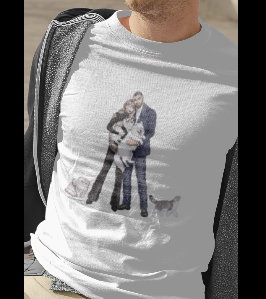 Taylor And Travis Cat Dog Illustration With Couple And Pets T-Shirt