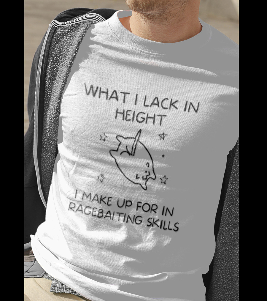 What I Lack In Height I Make Up For Ragebaiting Skills Cartoon Cat Stars Line T-Shirt