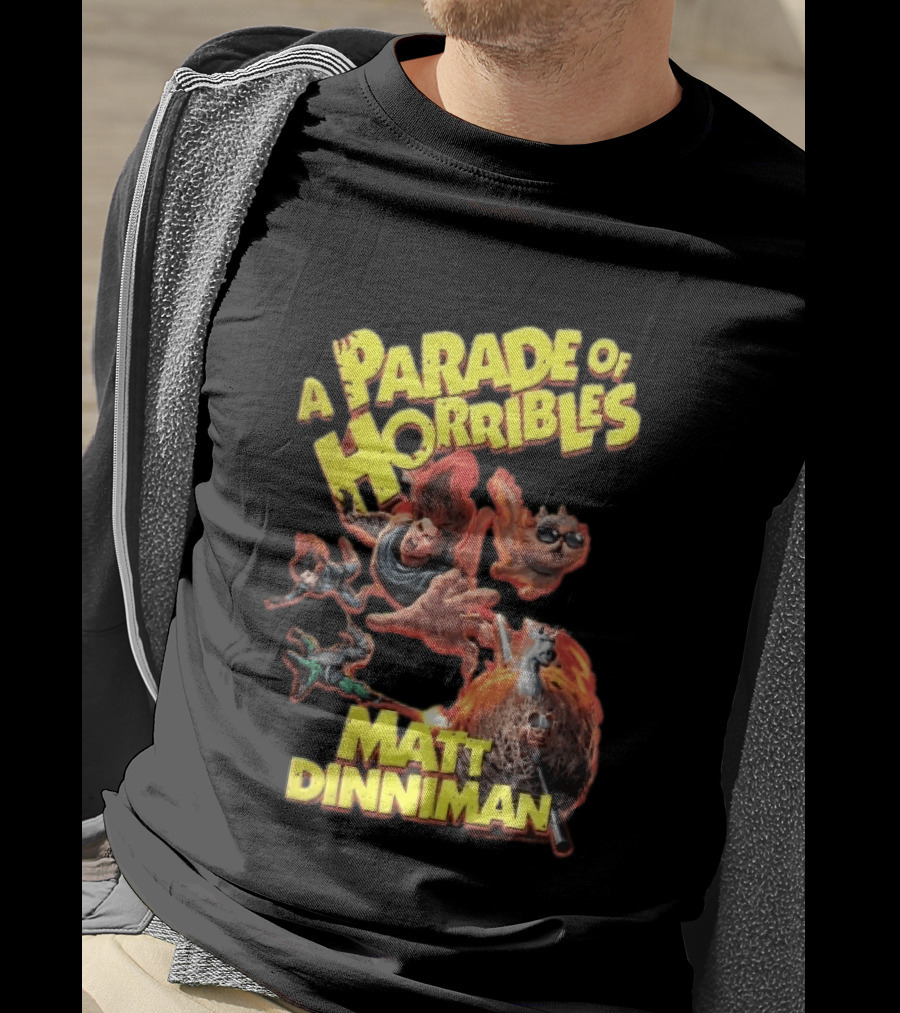 A Parade Of Horribles Matt Dinniman Action Fantasy Characters Flying Flaming Ball Adventure T-Shirt