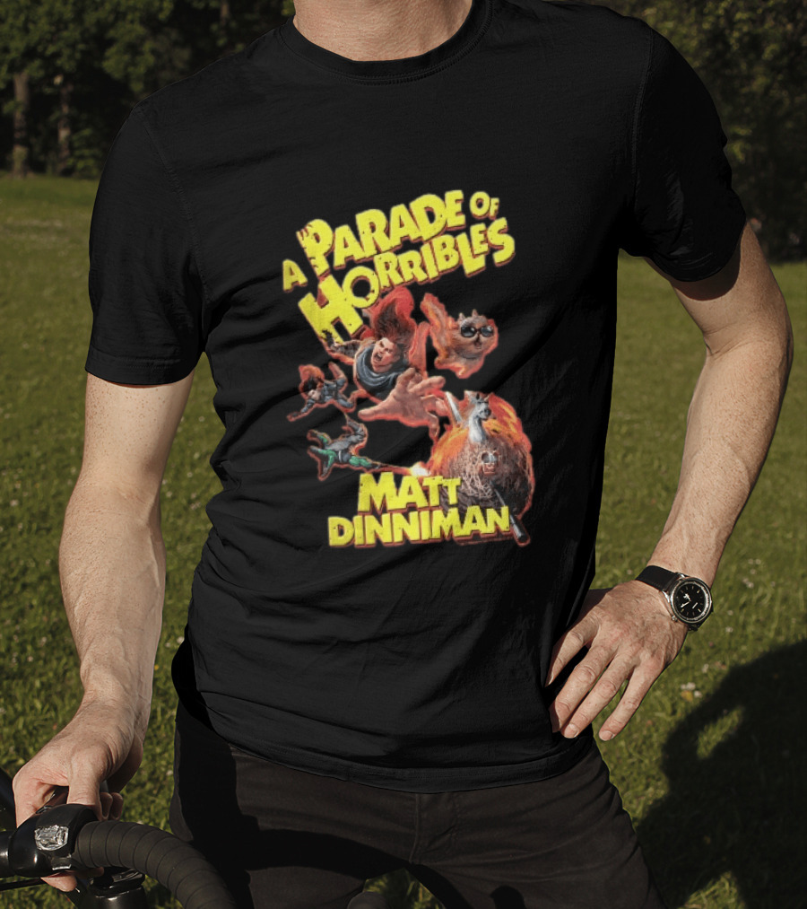 A Parade Of Horribles Matt Dinniman Action Fantasy Characters Flying Flaming Ball Adventure T-Shirt