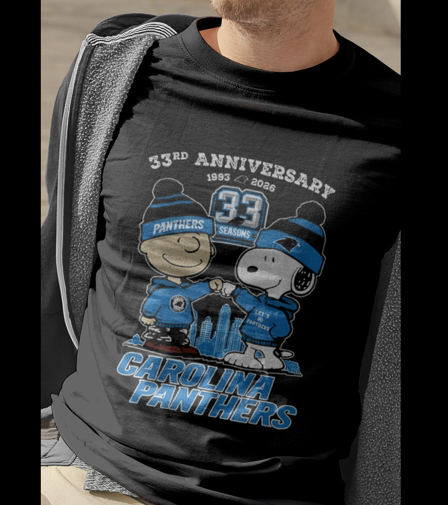 Charlie Brown Snoopy Carolina Panthers 33rd Anniversary 1993 2026 Seasons T-Shirt