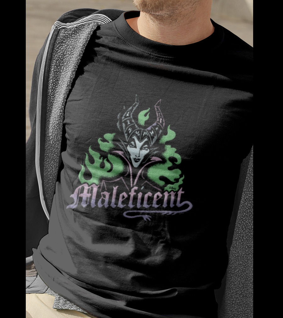 Disney Maleficent Horned Villain Green Flames T-Shirt