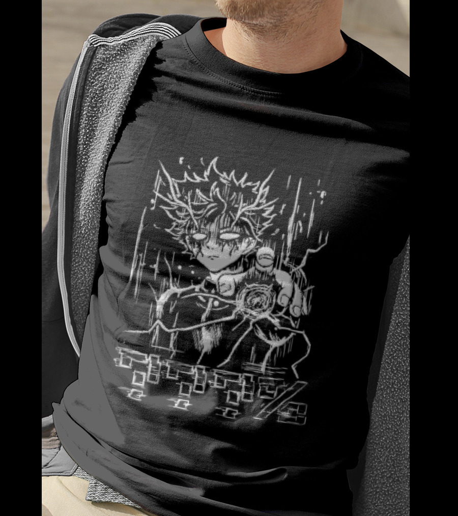 Question Marks Percent Glowing Eyes Anime Boy Telekinetic Energy Line T-Shirt