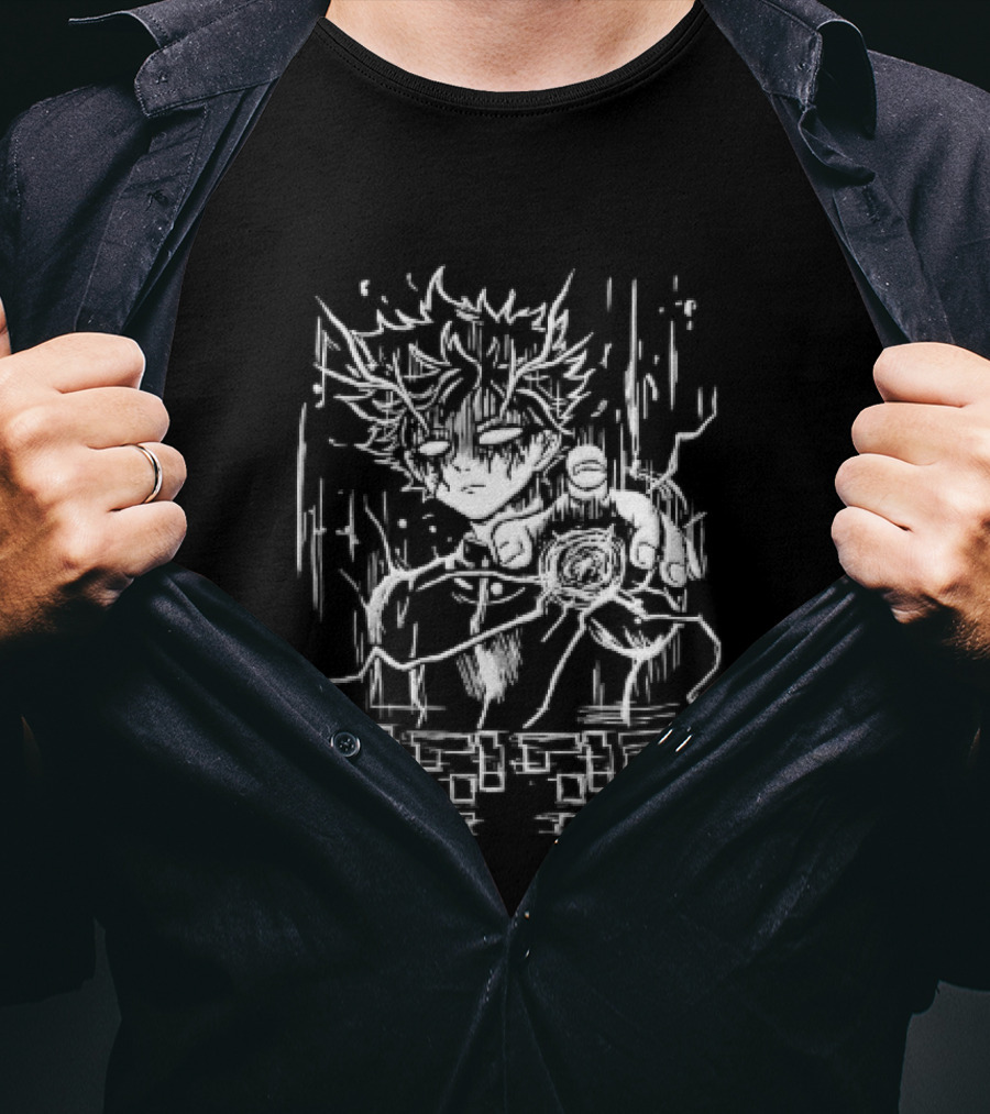 Question Marks Percent Glowing Eyes Anime Boy Telekinetic Energy Line T-Shirt