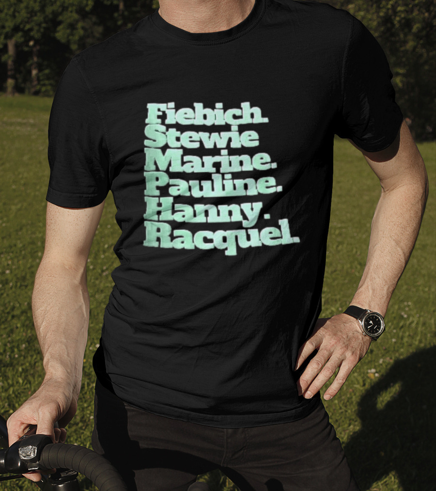 Fiebich Stewie Marine Pauline Hanny Racquel Mint Green Stacked Name List T-Shirt