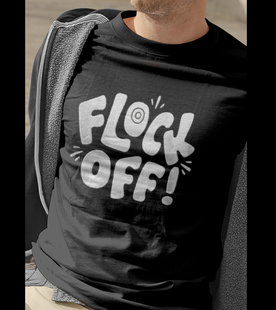 Flock Off! Doodlebymeg White Bubble Lettering With Decorative Sparks T-Shirt