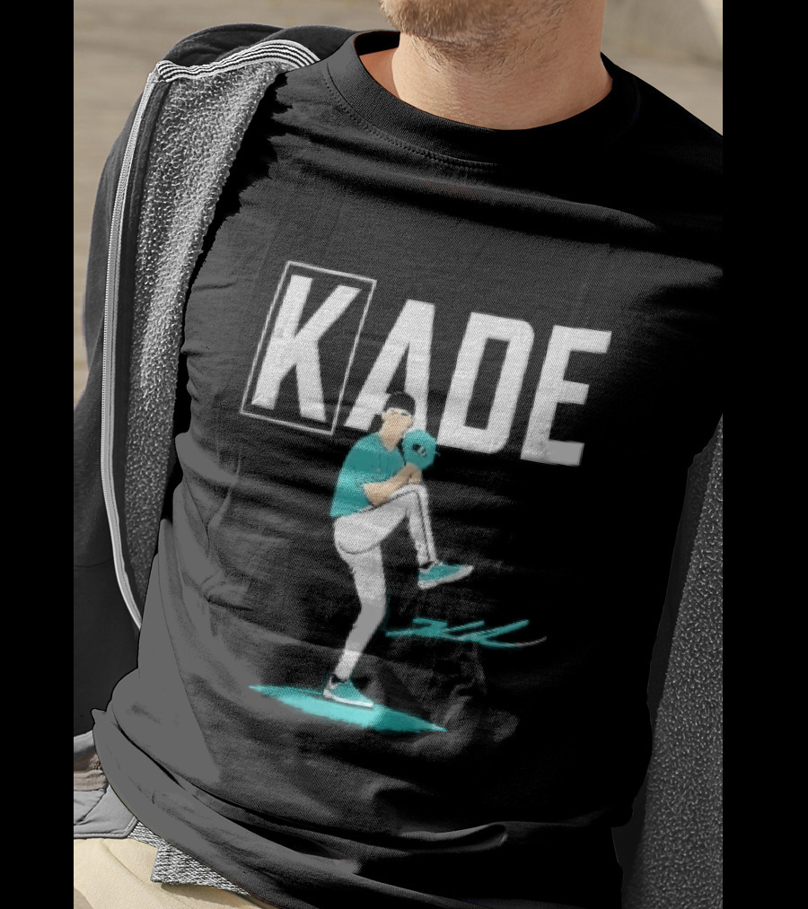 Kade Baseball Pitcher Teal Jersey Mound Action Cartoon T-Shirt