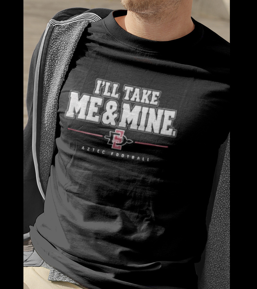 San Diego State Aztecs I'll Take Me And Mine Aztec Football Interlocking Monogram T-Shirt