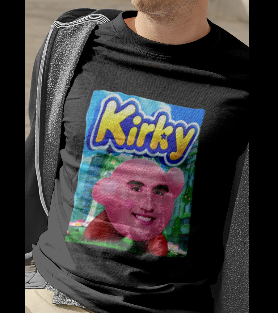 Kirky Kirby Nintendo Inspired Face Mashup Retro Gaming Nostalgia T-Shirt