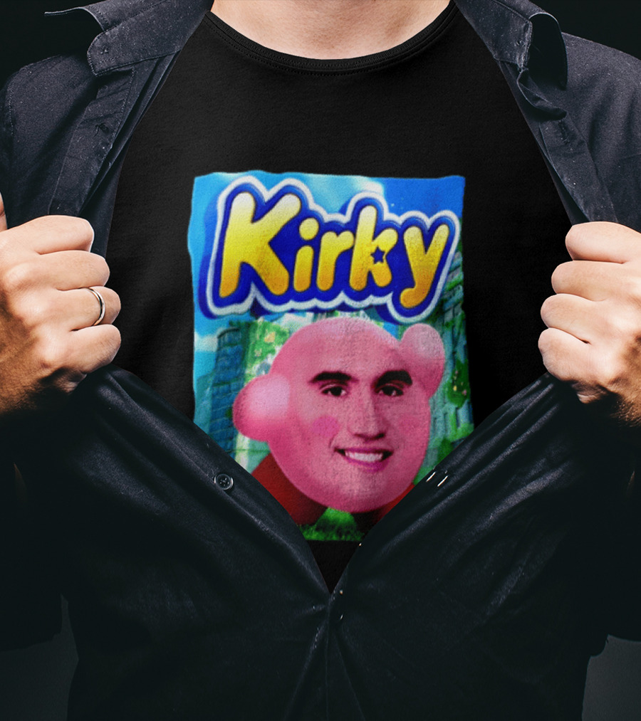Kirky Kirby Nintendo Inspired Face Mashup Retro Gaming Nostalgia T-Shirt