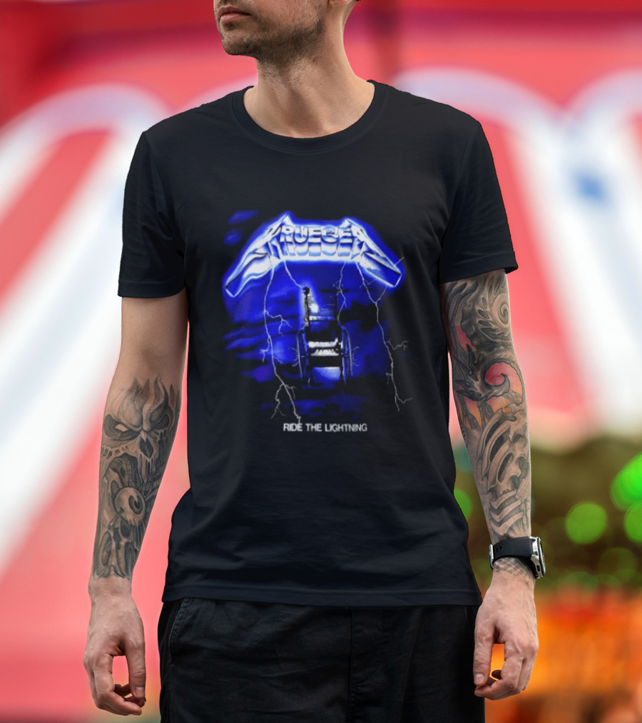 Krueger Ride The Lightning Wheelchair Electric Blue Thunderbolt T-Shirt