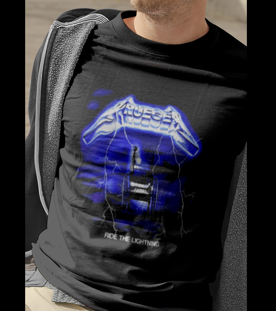 Krueger Ride The Lightning Wheelchair Electric Blue Thunderbolt T-Shirt