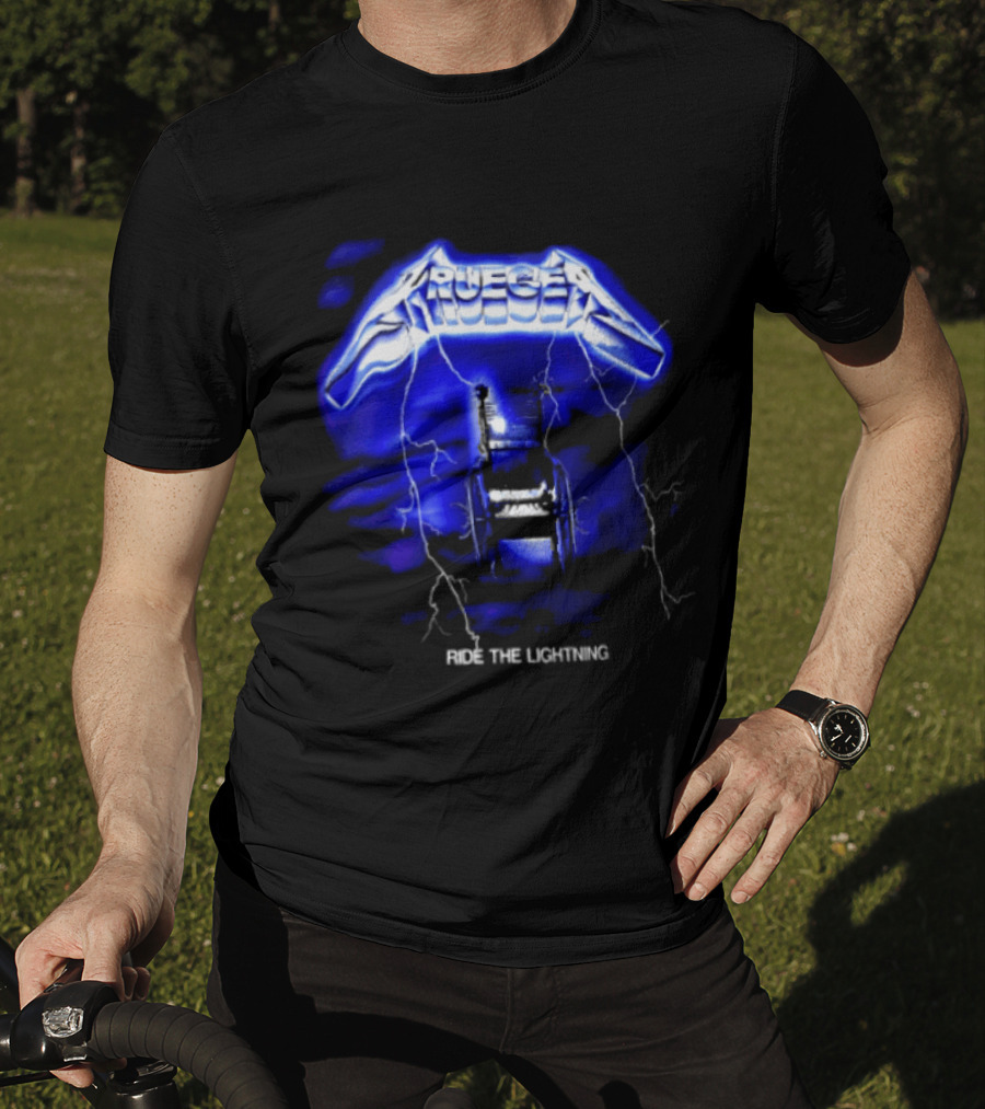 Krueger Ride The Lightning Wheelchair Electric Blue Thunderbolt T-Shirt