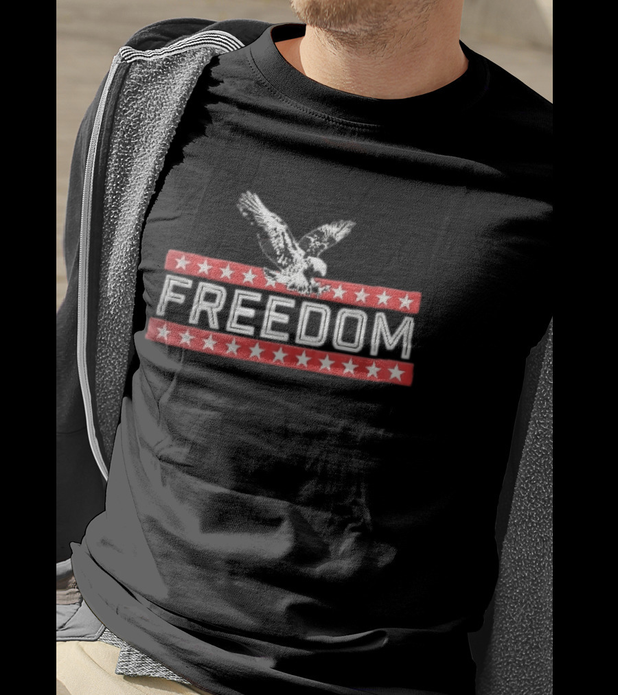 Freedom Swooping Eagle With Stars And Stripes Banners T-Shirt