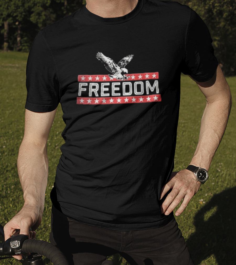 Freedom Swooping Eagle With Stars And Stripes Banners T-Shirt