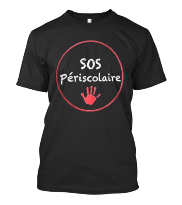 SOS Périscolaire Chalkboard Red Child Handprint Chalk Texture T-Shirt