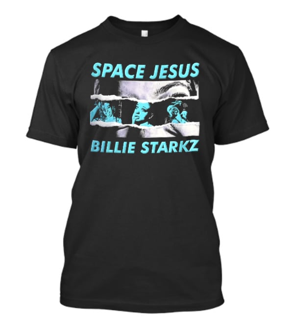 Space Jesus Billie Starkz Cyan Female Portraits T-Shirt