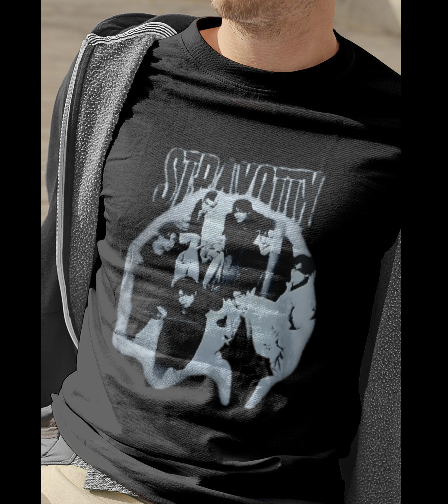 Stravotty K Pop Boy Group Monochrome Distressed Bootleg Photo T-Shirt