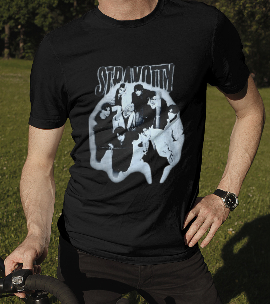 Stravotty K Pop Boy Group Monochrome Distressed Bootleg Photo T-Shirt