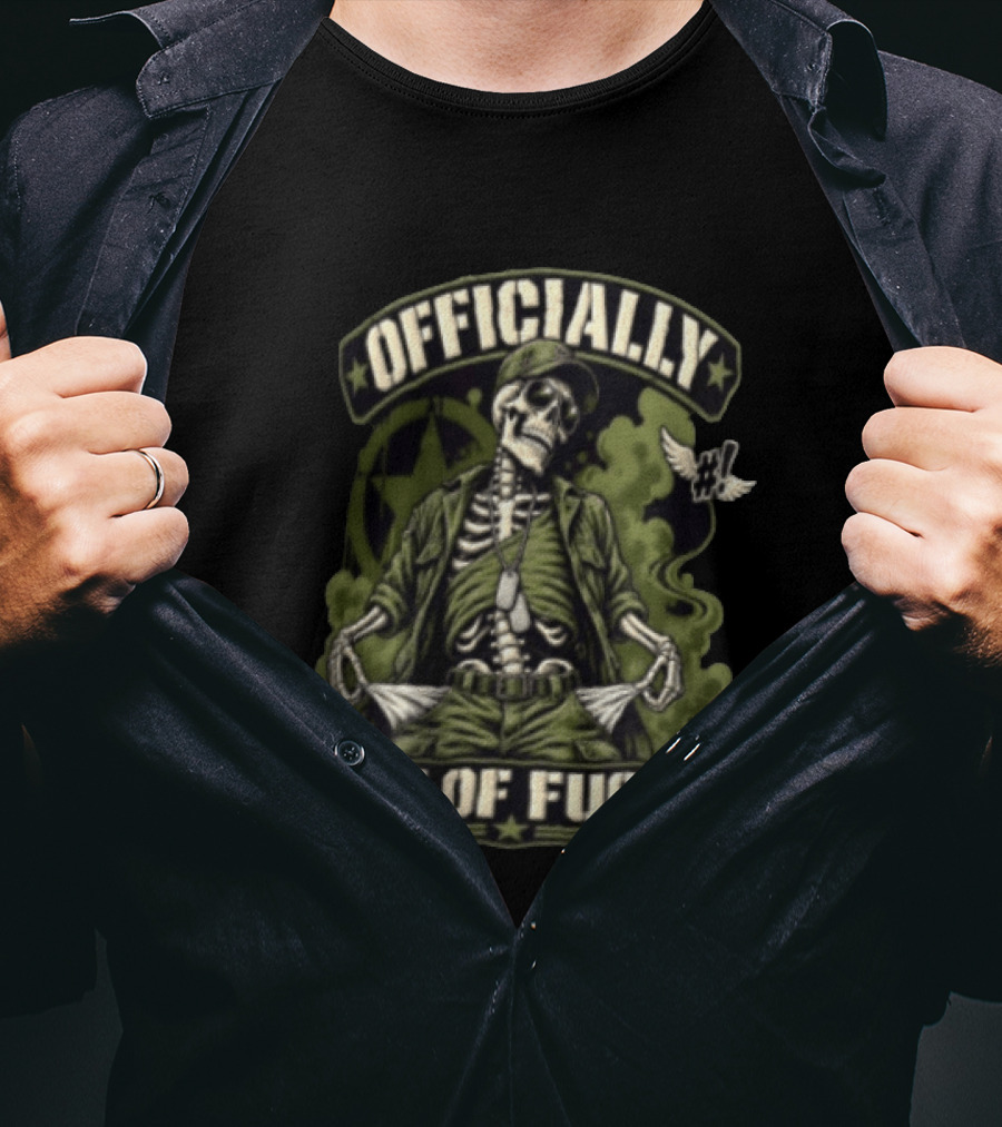 Officially Out Of Fucks Skeleton Military Dog Tags T-Shirt