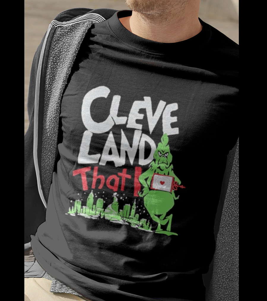 Cleveland That I Grinch Holiday Skyline Sweater T-Shirt