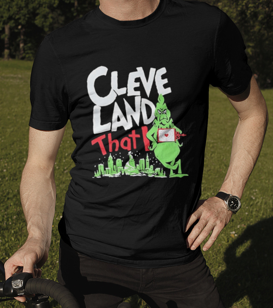 Cleveland That I Grinch Holiday Skyline Sweater T-Shirt