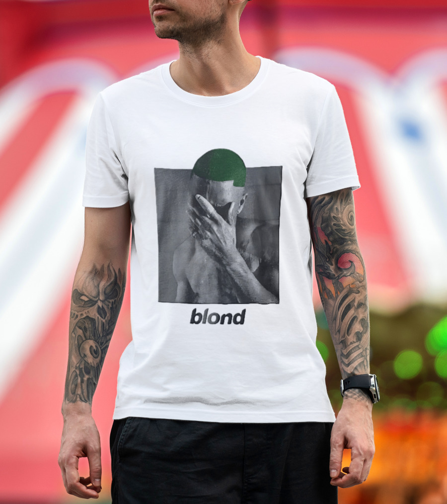 Blond Frank Ocean Green Hair Covering Face Halftone T-Shirt