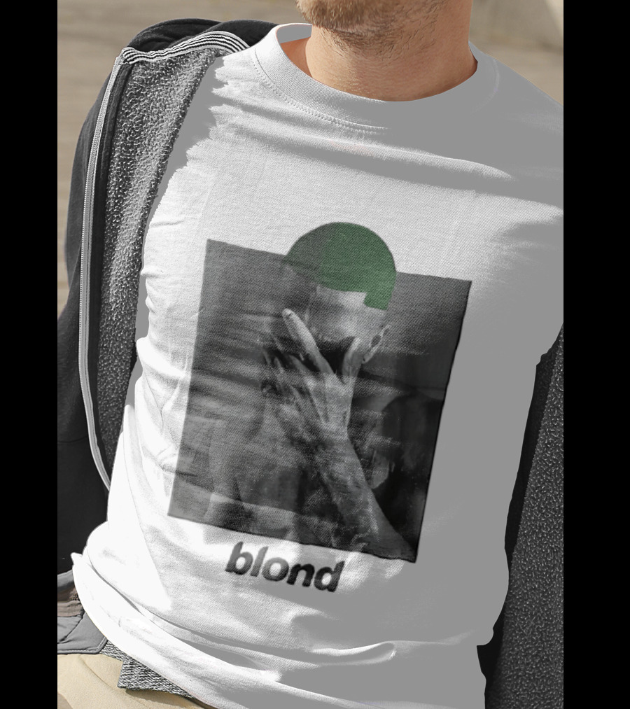 Blond Frank Ocean Green Hair Covering Face Halftone T-Shirt