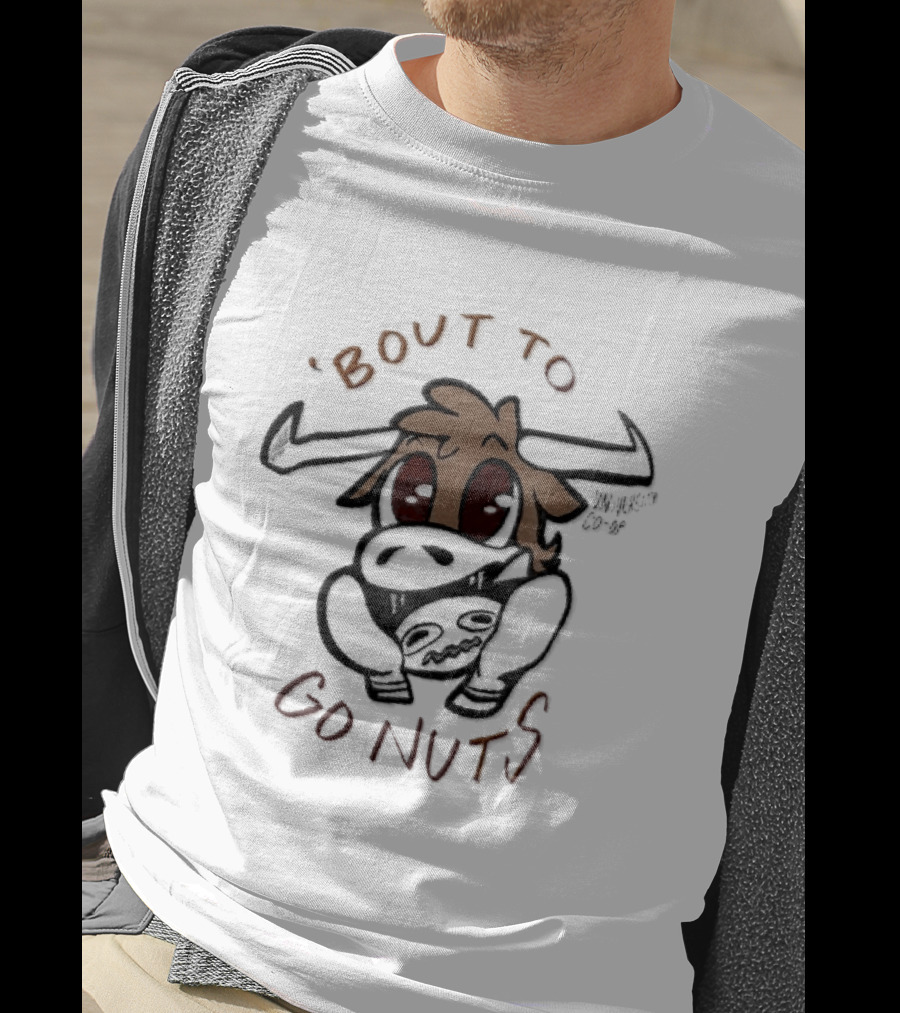 Bout To Go Nuts Cartoon Longhorn Bull Scared T-Shirt