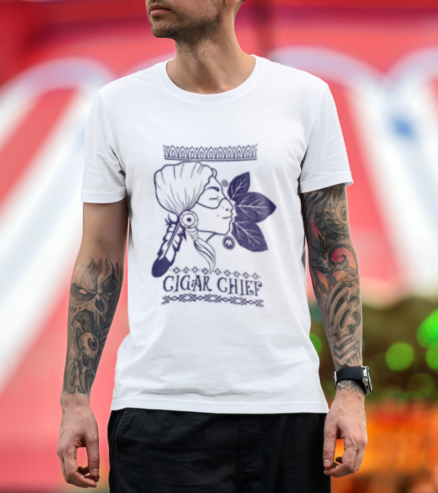 Cigar Chief Native American Smoking Profile T-Shirt