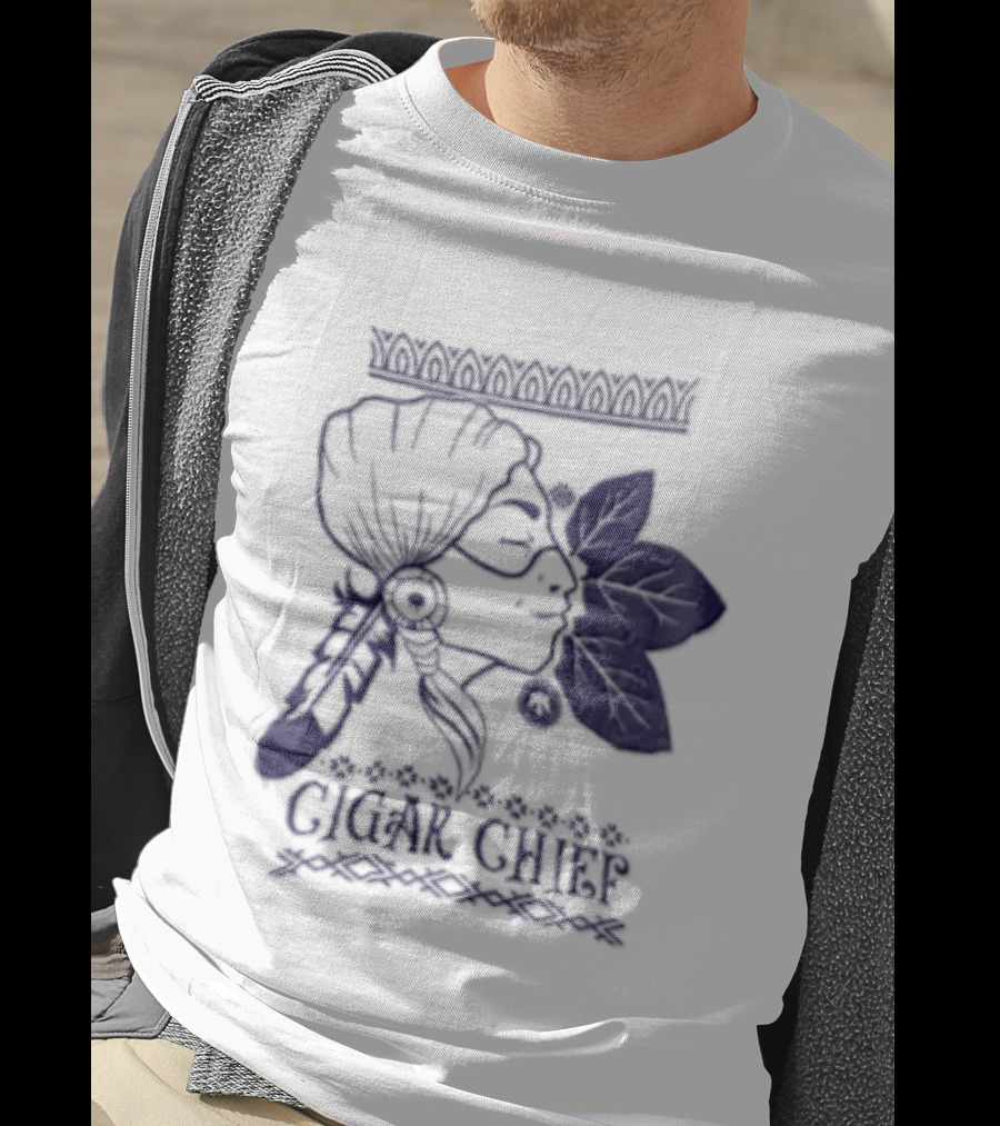 Cigar Chief Native American Smoking Profile T-Shirt