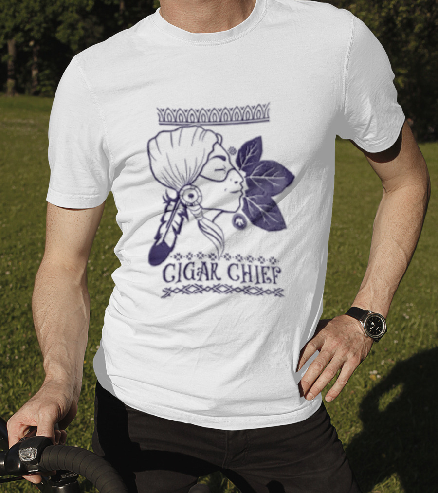 Cigar Chief Native American Smoking Profile T-Shirt