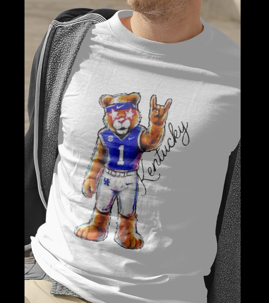 Kentucky Wildcats Mascot NCAA Pink Star Glasses Rock Sign T-Shirt