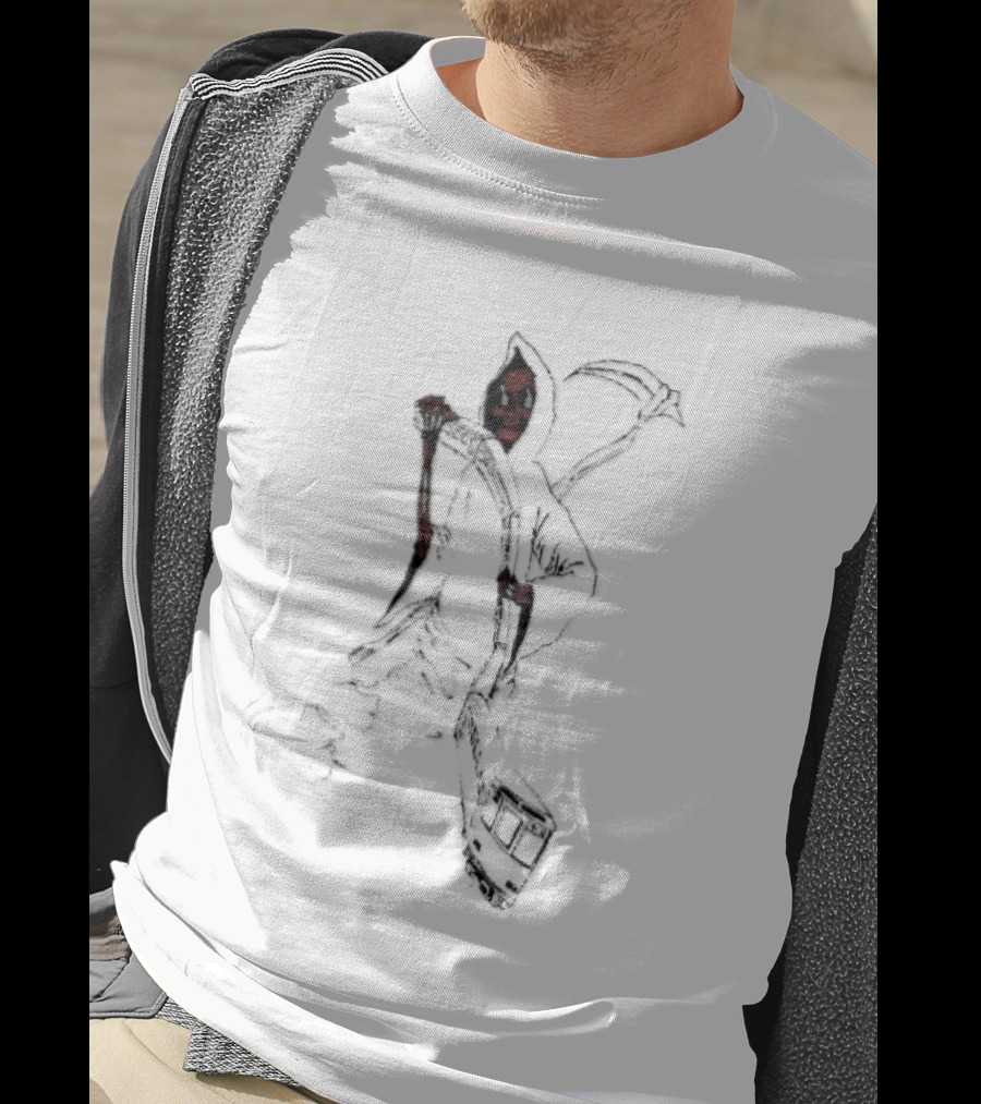 Red Face Grim Reaper Green Eyes Subway Train Line T-Shirt