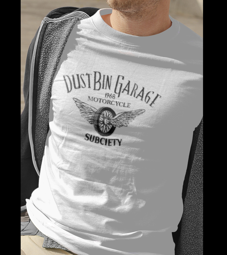 Dustbin Garage 1968 Motorcycle Flying Spoke Wheel Wings Subciety T-Shirt