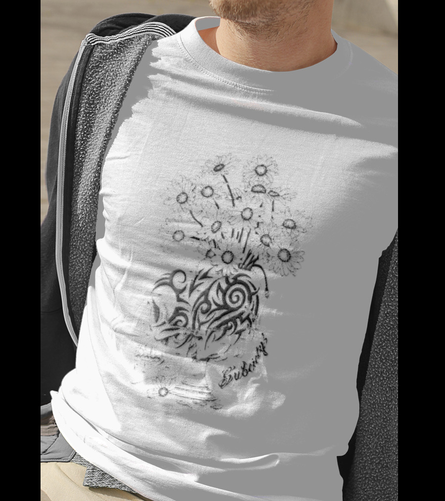 Subciety Tribal Skull Goblet With Daisy Flowers Line T-Shirt
